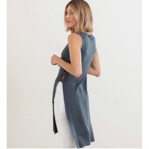 Mer Sea Anywhere Open Sleeveless Blue Tunic Top